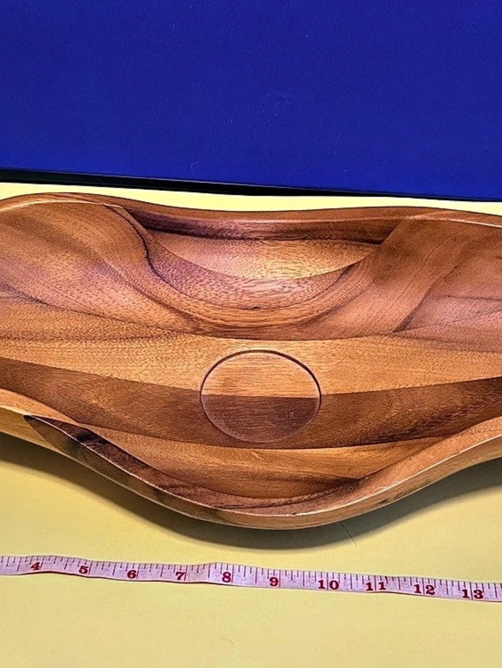 Nambé Bella MT0614 Chip & Dip Acacia Wood Server Steve Cozzolino 18" w Ramekin